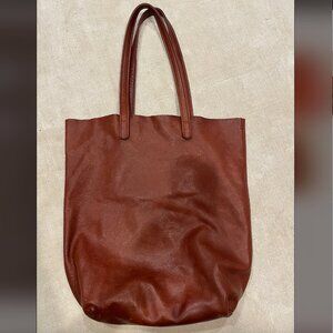 BAGGU Natural Milled Soft Leather Tote Messenger